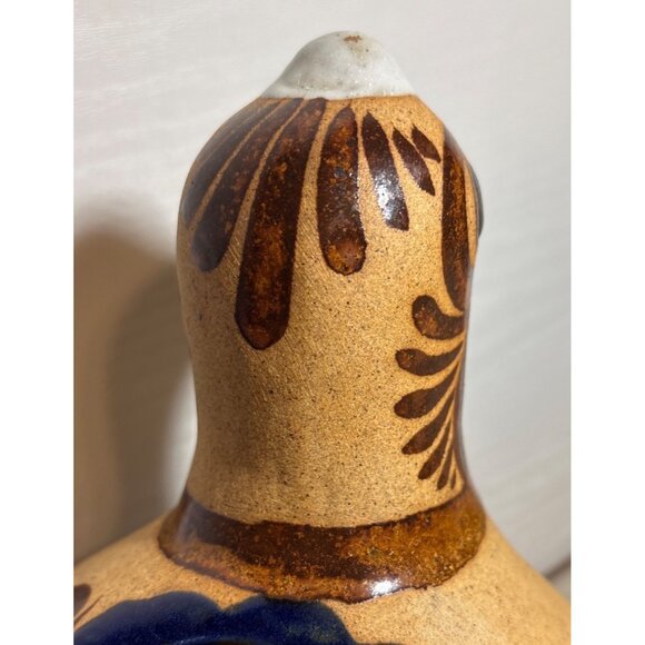 Mexican Folk Art Clay Bird Quail Peacock Planter Tonala Style Large 11" Tall - Picture 10 of 16